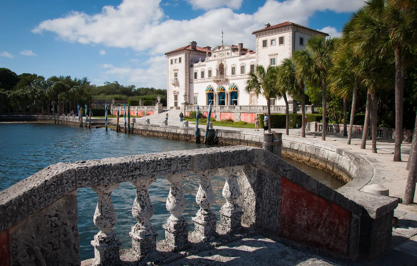 Photo wallpaper palm trees, Miami, FL, Miami, Florida, Vizcaya Museum And Gardens, Vizcaya Museum and gardens, Villa …