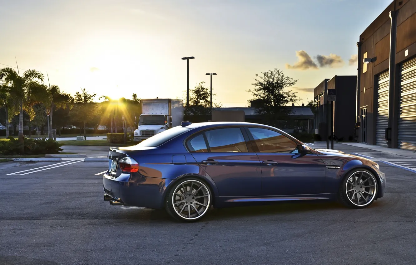 Photo wallpaper BMW, sedan, drives, E90