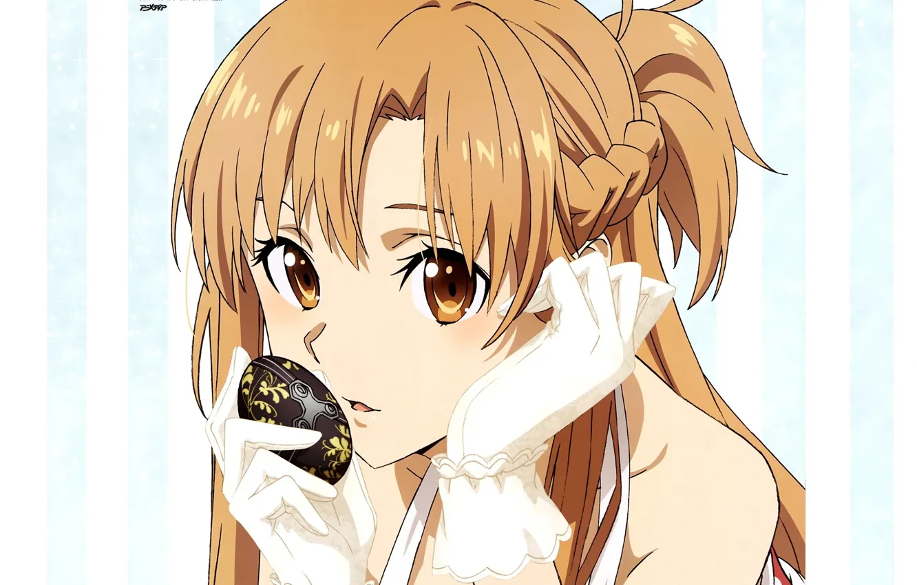 Photo wallpaper face, gloves, red, sword art online, sword art online, Asuna Yuuki, Easter egg, by Abec