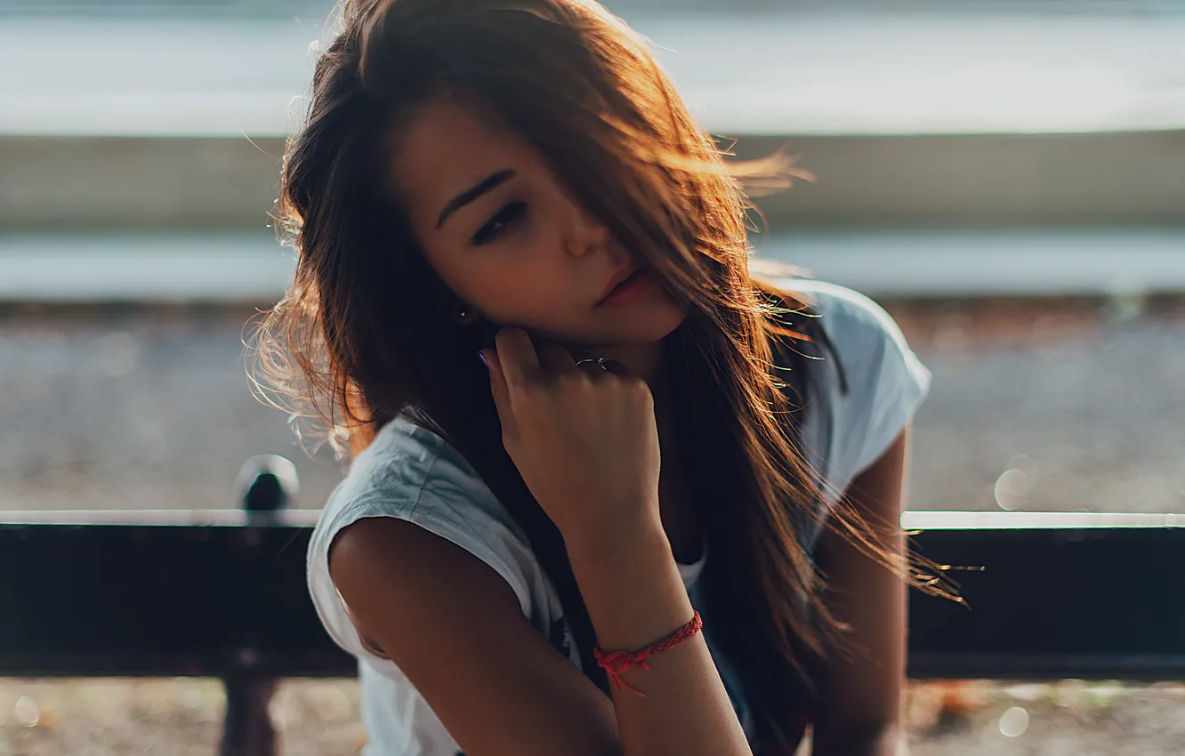 Photo wallpaper girl, hair, bracelet, sitting, Fenichka