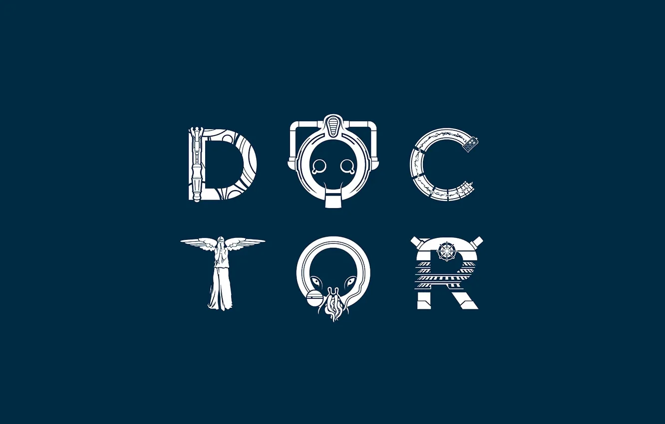 Photo wallpaper the inscription, Doctor Who, blue background, Doctor Who