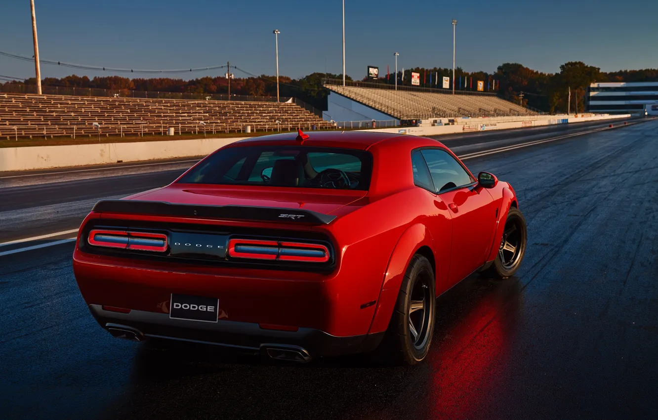 Photo wallpaper Dodge, Challenger, red, Dodge Challenger SRT Demon