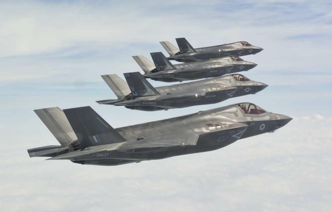 Photo wallpaper the sky, flight, fighter, bomber, Stroy, Lightning II, F-35B