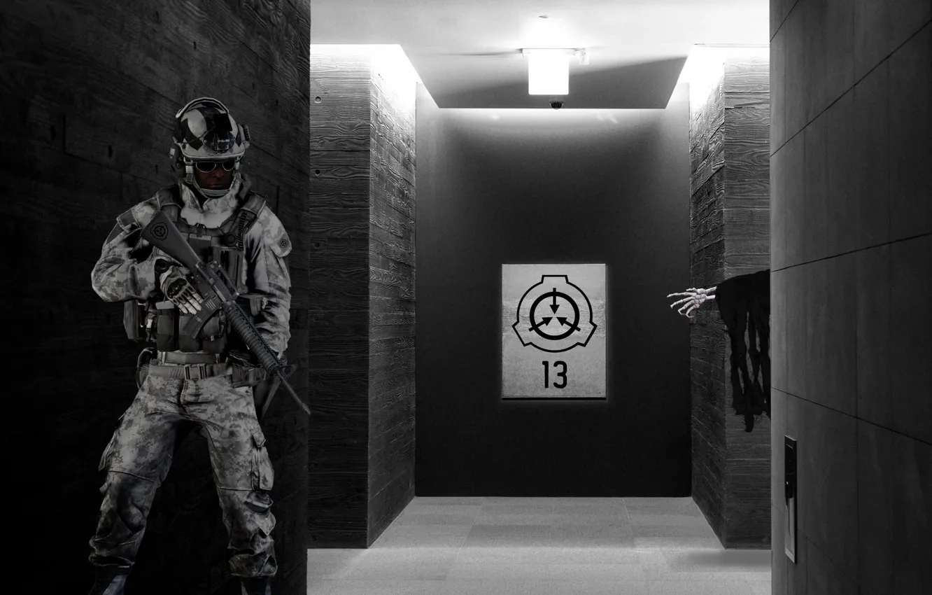 Photo wallpaper soldier, monster, horror, Fund, Foundation, secure, contain, SCP