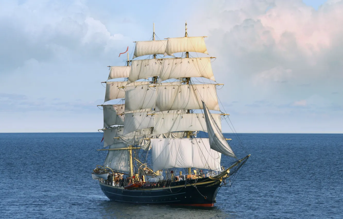 Photo wallpaper clouds, the ocean, romance, sailboat