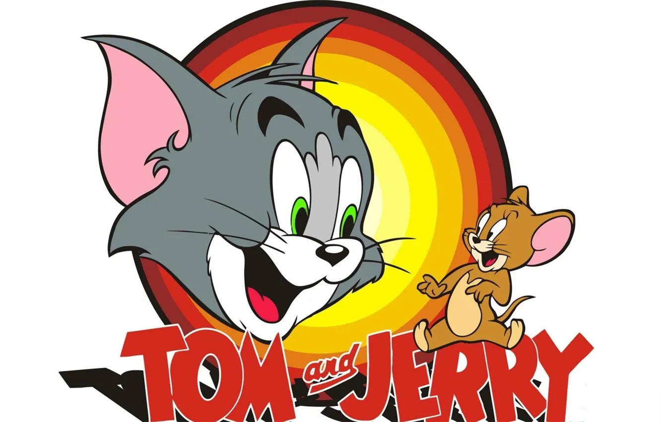 Photo wallpaper cat, cartoon, mouse, white background, saver, Tom and Jerry, Tom and Jerry