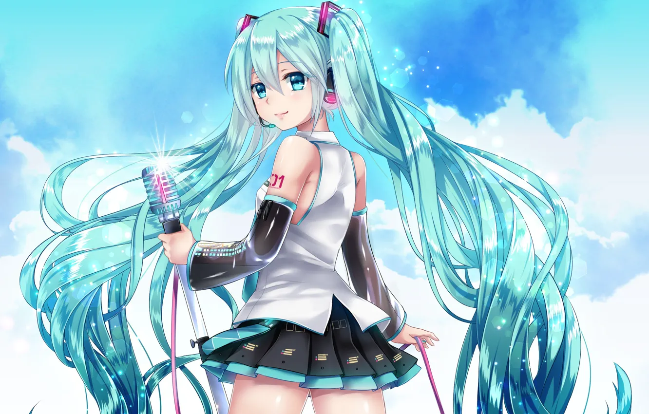 Photo wallpaper Hatsune Miku, Vocaloid, smile, girl