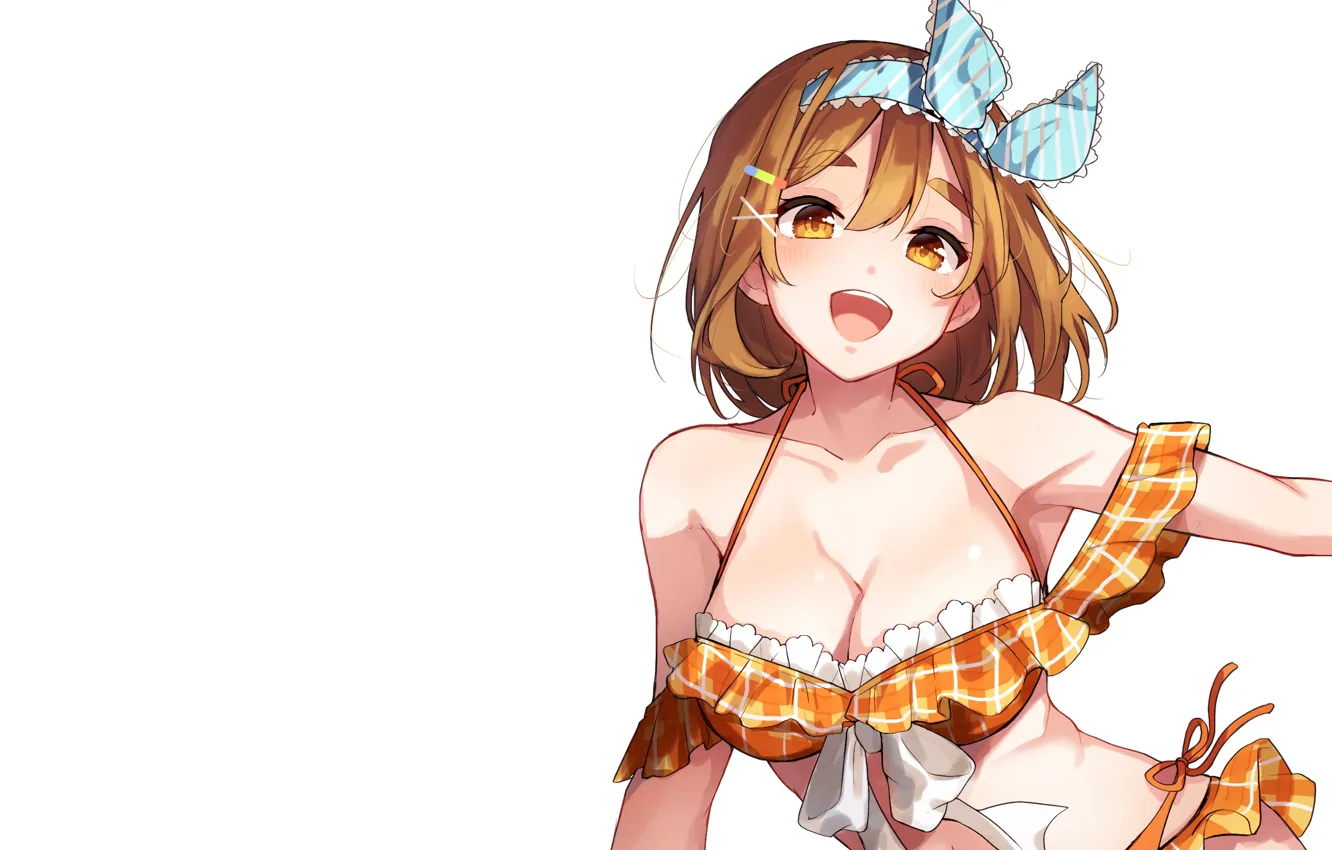 Photo wallpaper girl, sexy, cleavage, long hair, boobs, anime, beautiful, pretty