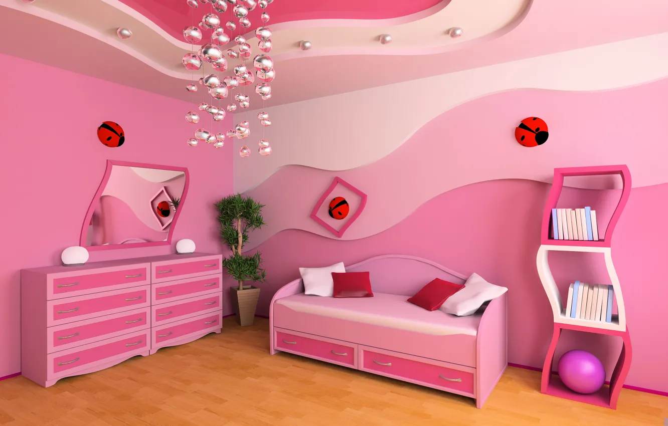 Photo wallpaper design, pink, graphics, children's