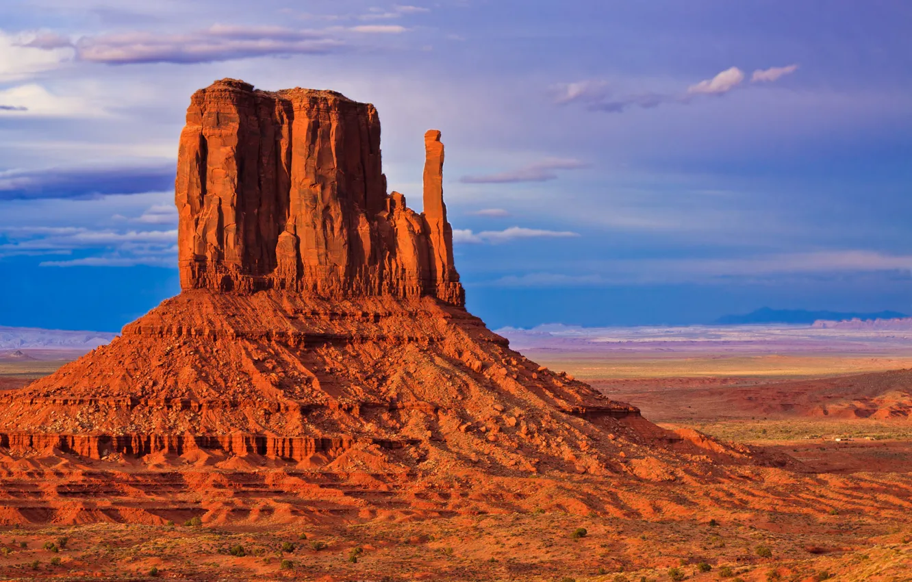 Photo wallpaper the sky, sunset, rock, mountain, USA, monument valley