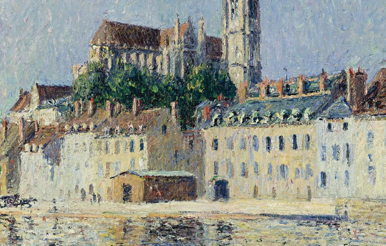 Photo wallpaper picture, the urban landscape, Gustave Loiseau, Gustave Loiseau, Cathedral in Auxerre