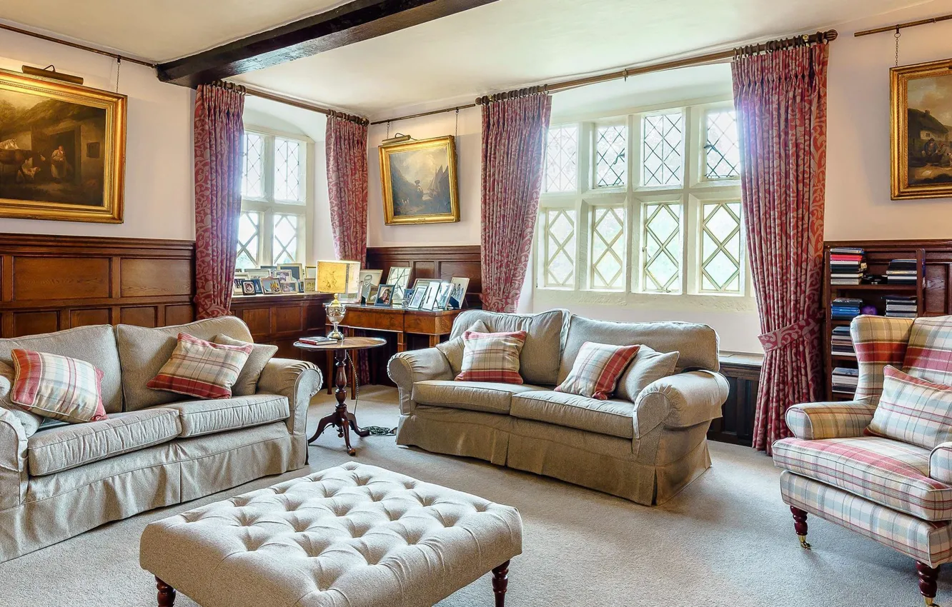 Photo wallpaper design, room, interior, english classical style, Victorian-style living room