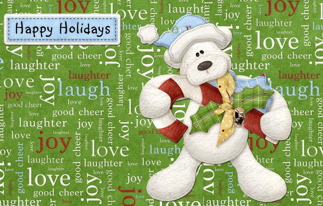 Photo wallpaper holiday, the inscription, bear, holidays, Everyone, Happy