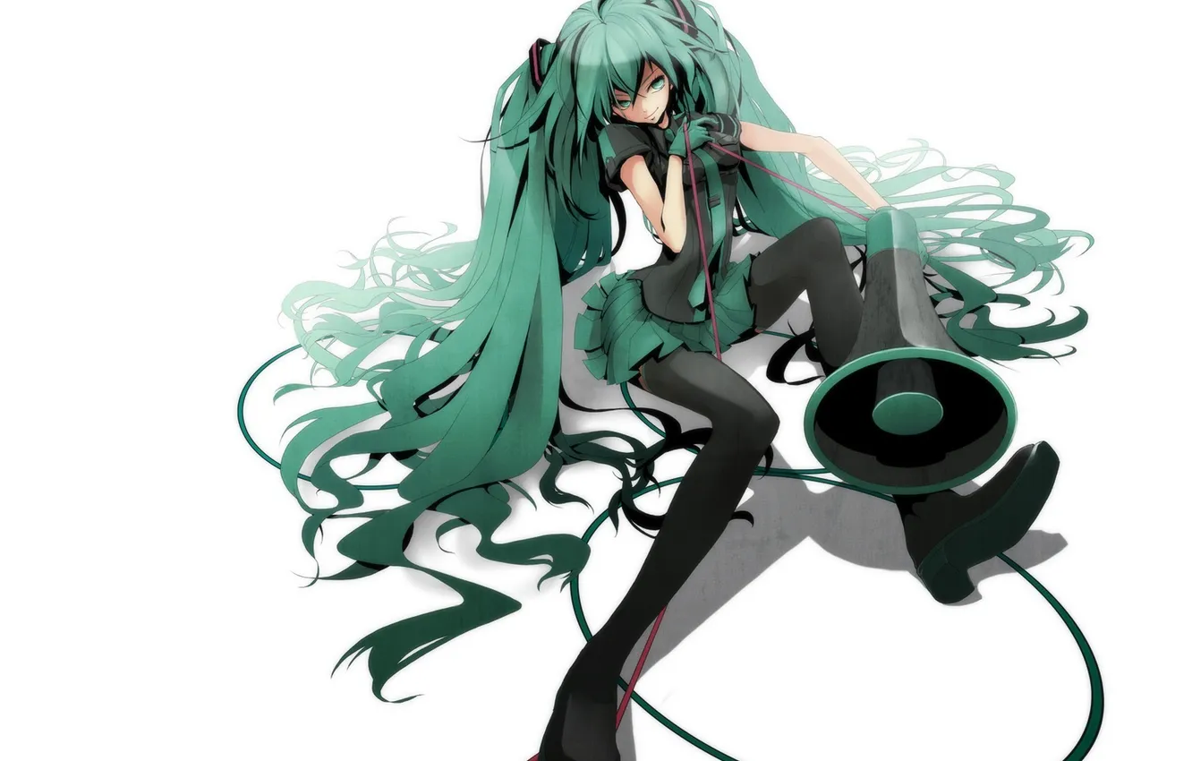 Photo wallpaper girl, wire, art, form, vocaloid, hatsune miku, Vocaloid, loudspeaker