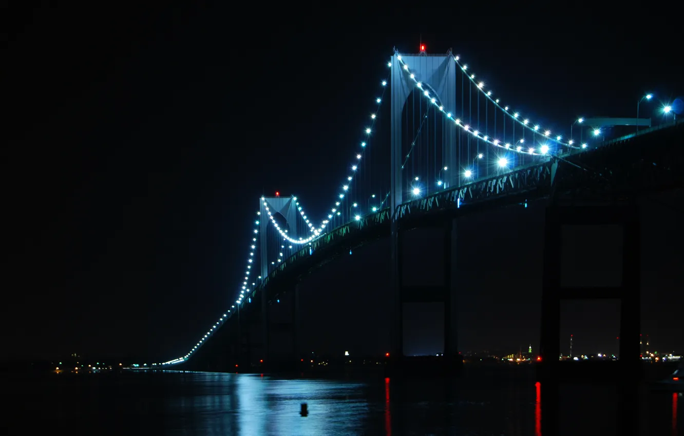 Photo wallpaper USA, Rhode Island, Claiborne Pell Newport Bridge