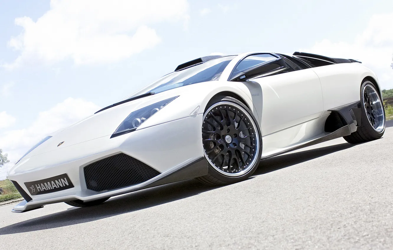 Photo wallpaper auto, white, Lamborghini, supercar, Hamann, view, murcielago, lp640