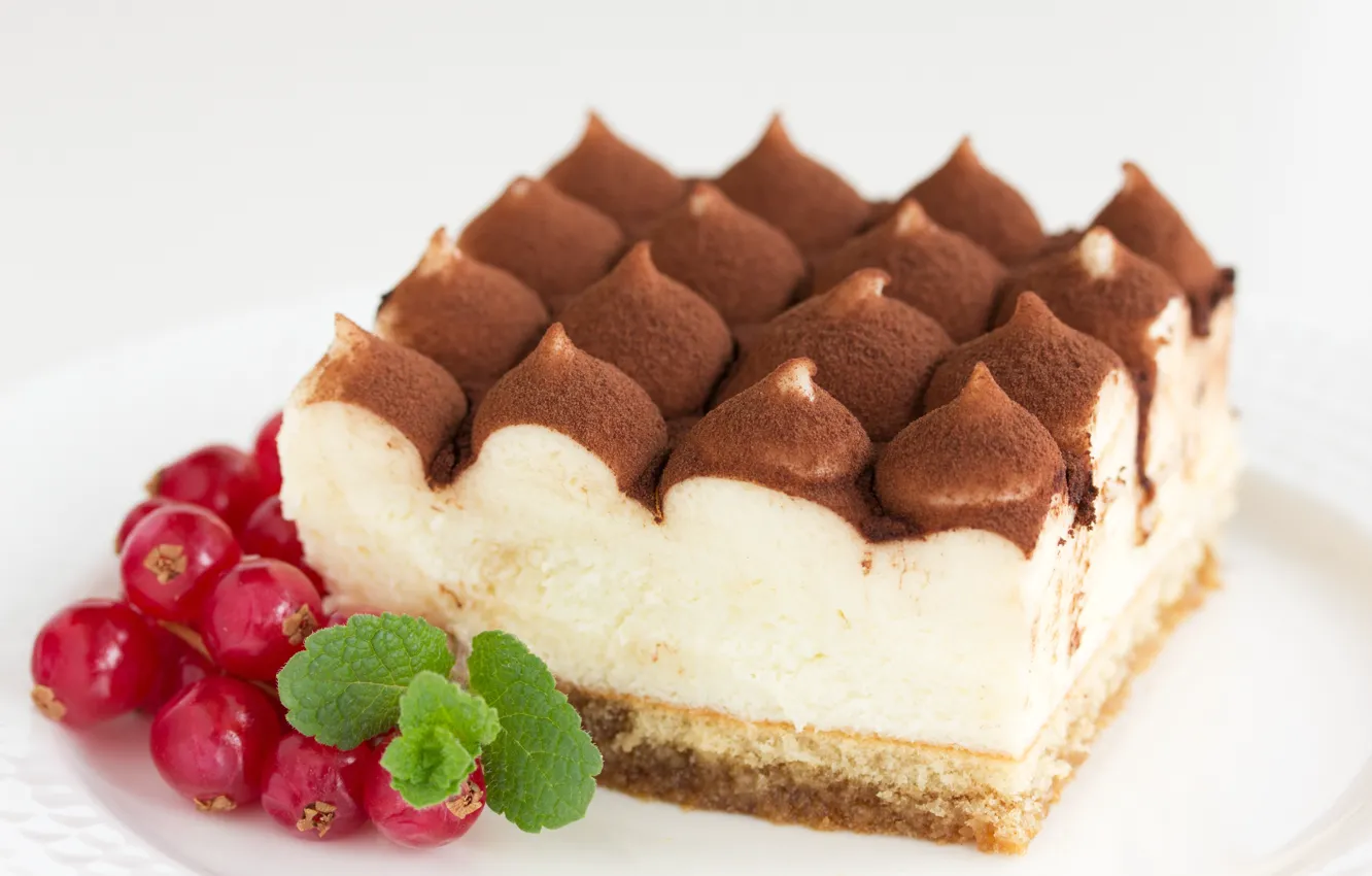 Photo wallpaper chocolate, cake, cake, cream, dessert, currants, cakes