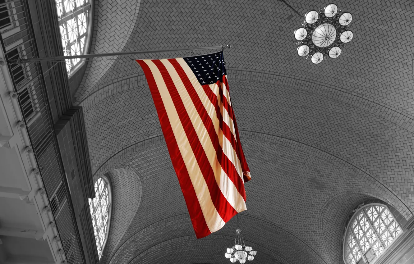 Photo wallpaper flag, America, USA, the flagpole