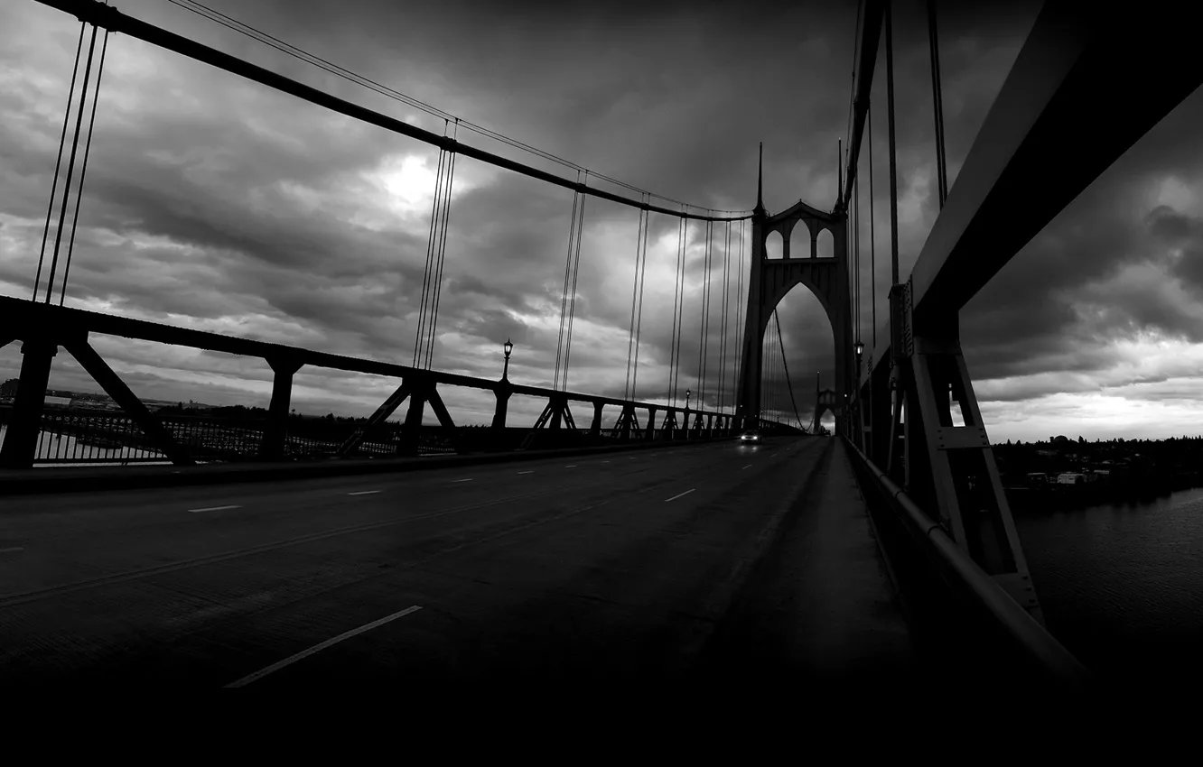 Photo wallpaper road, the sky, landscape, bridge, the city, st. johns bridge