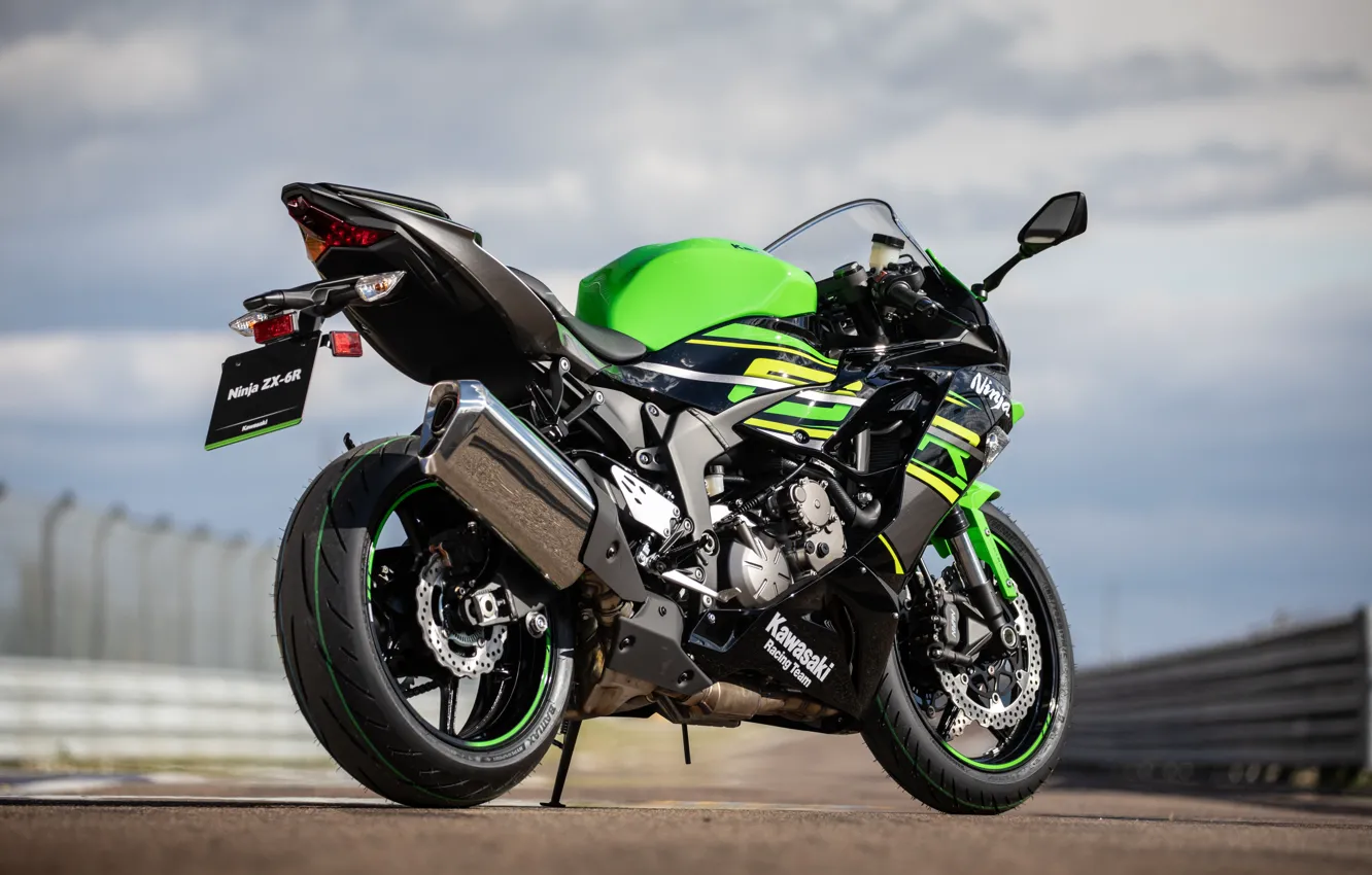 Photo wallpaper Kawasaki, Ninja, rear view, Kawasaki Ninja ZX-6R