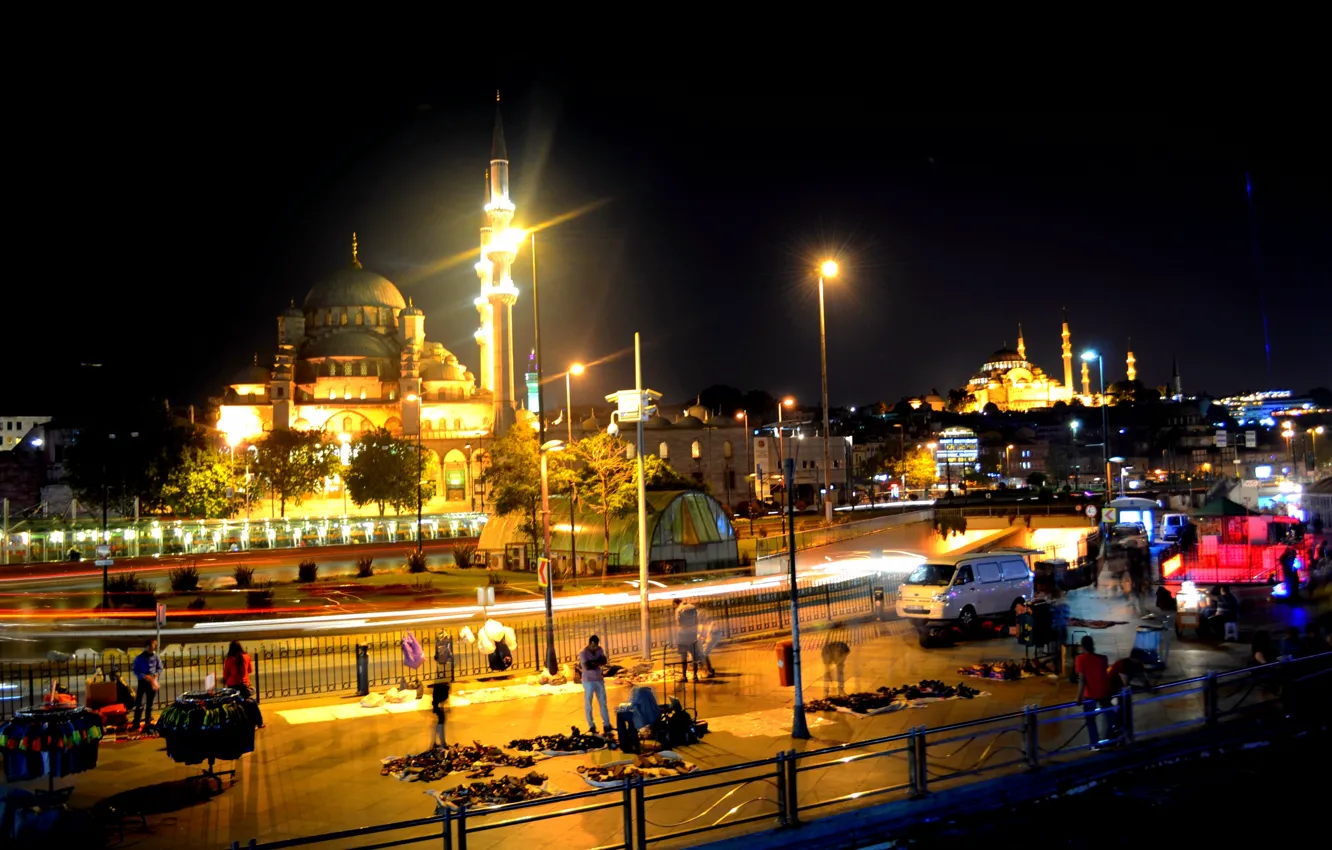 Photo wallpaper night, Istanbul, Turkey, night, Istanbul, Blue Mosque, the blue mosque