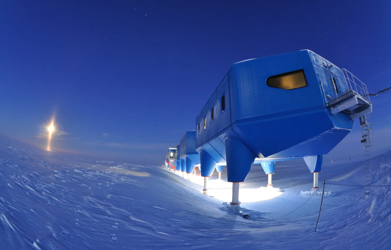 Photo wallpaper light, ice, sky, landscape, nature, photo, night, snow