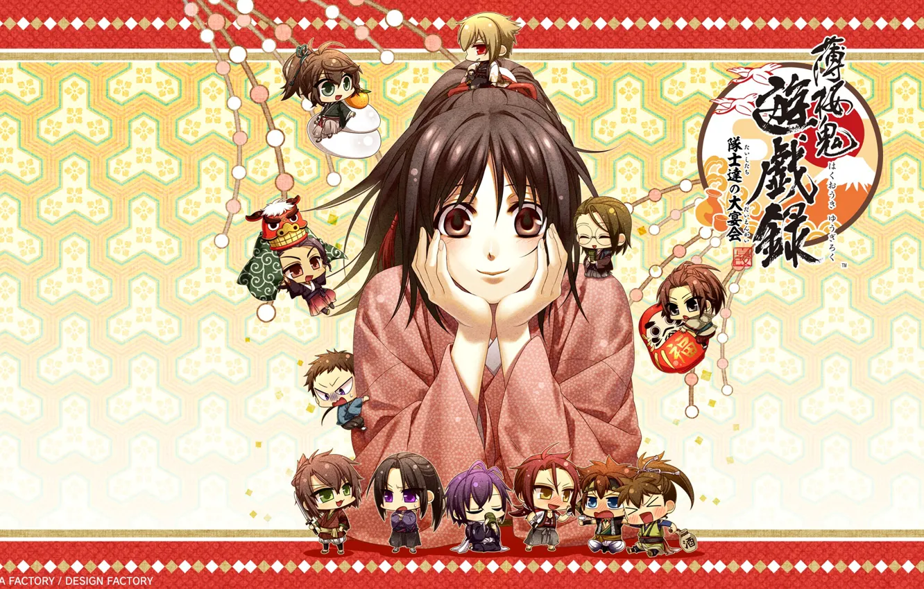 Photo wallpaper pattern, characters, art, characters, Demons pale cherry, Yukimura Chizuru, Hakuouki Shinsengumi Kitano, chibiki