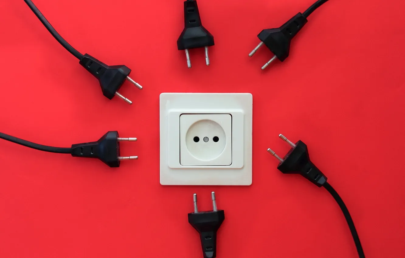 Photo wallpaper Cable, rojo, conexion