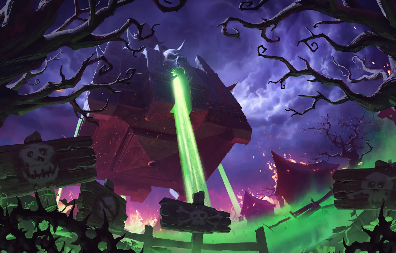 Photo wallpaper night, Naxxramas, Hearthstone, Hearthstone: Curse of Naxxramas