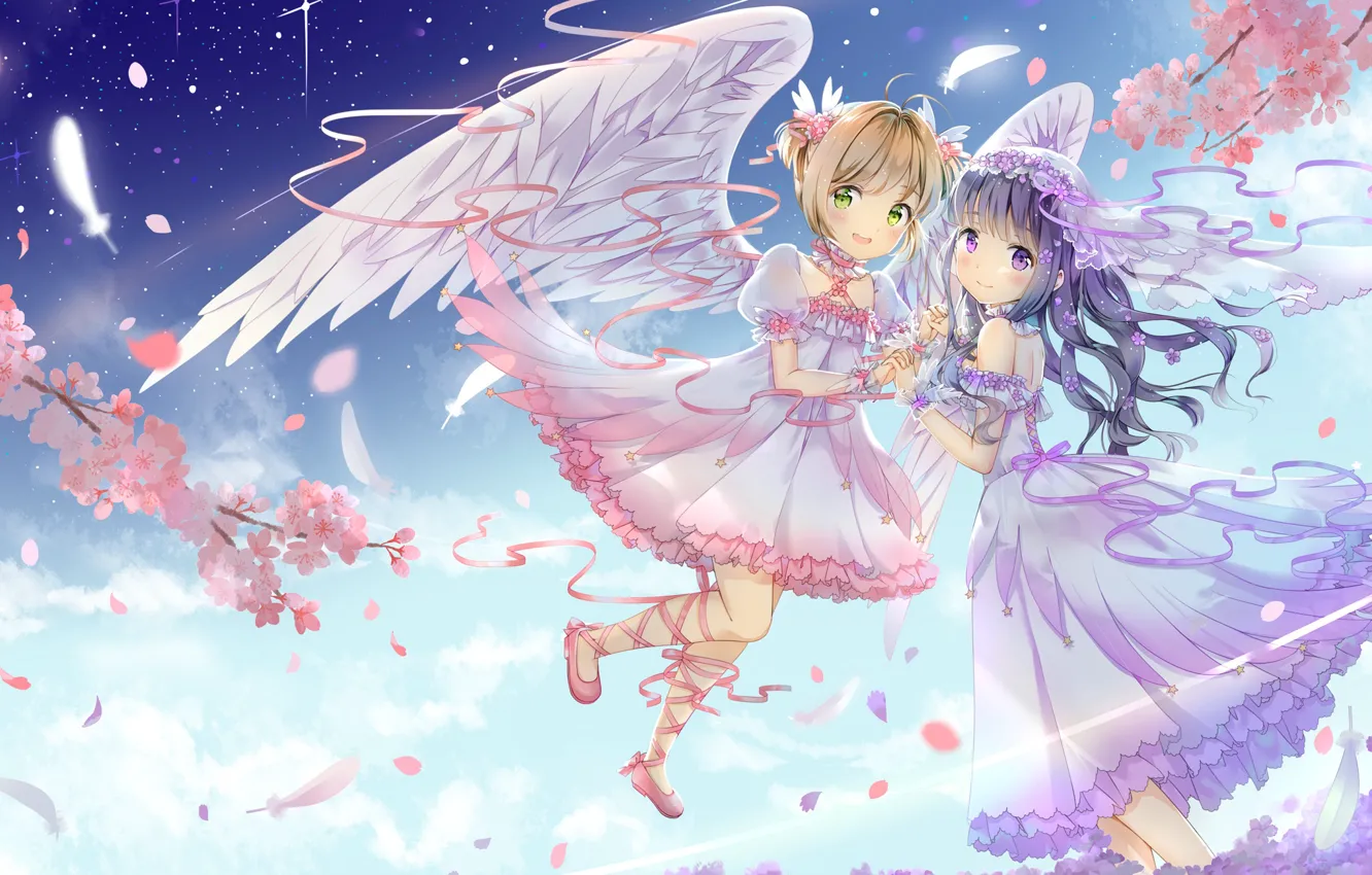 Photo wallpaper anime, art, girl, Card Captor Sakura, girlfriend, Sakura - collector cards, soars