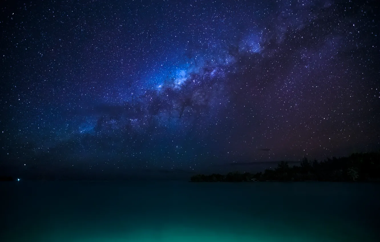 Photo wallpaper tropics, coast, the milky way, French Polynesia