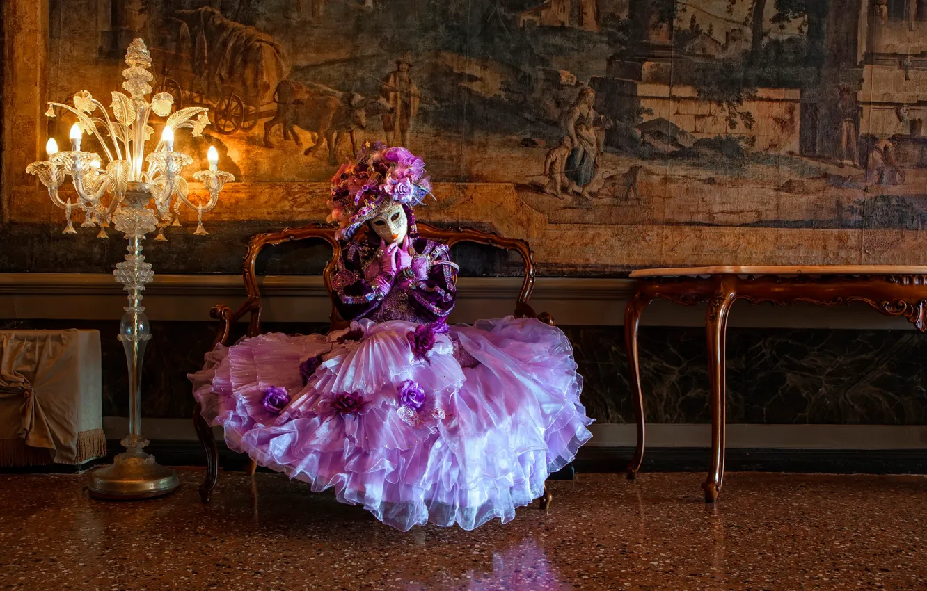 Photo wallpaper girl, mask, costume, Palace, Princess of the Palace