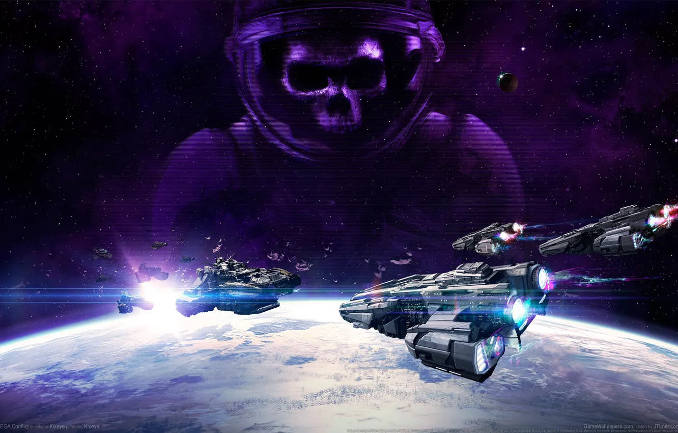 Photo wallpaper space, planet, ships, stars, game wallpapers, VEGA Conflict
