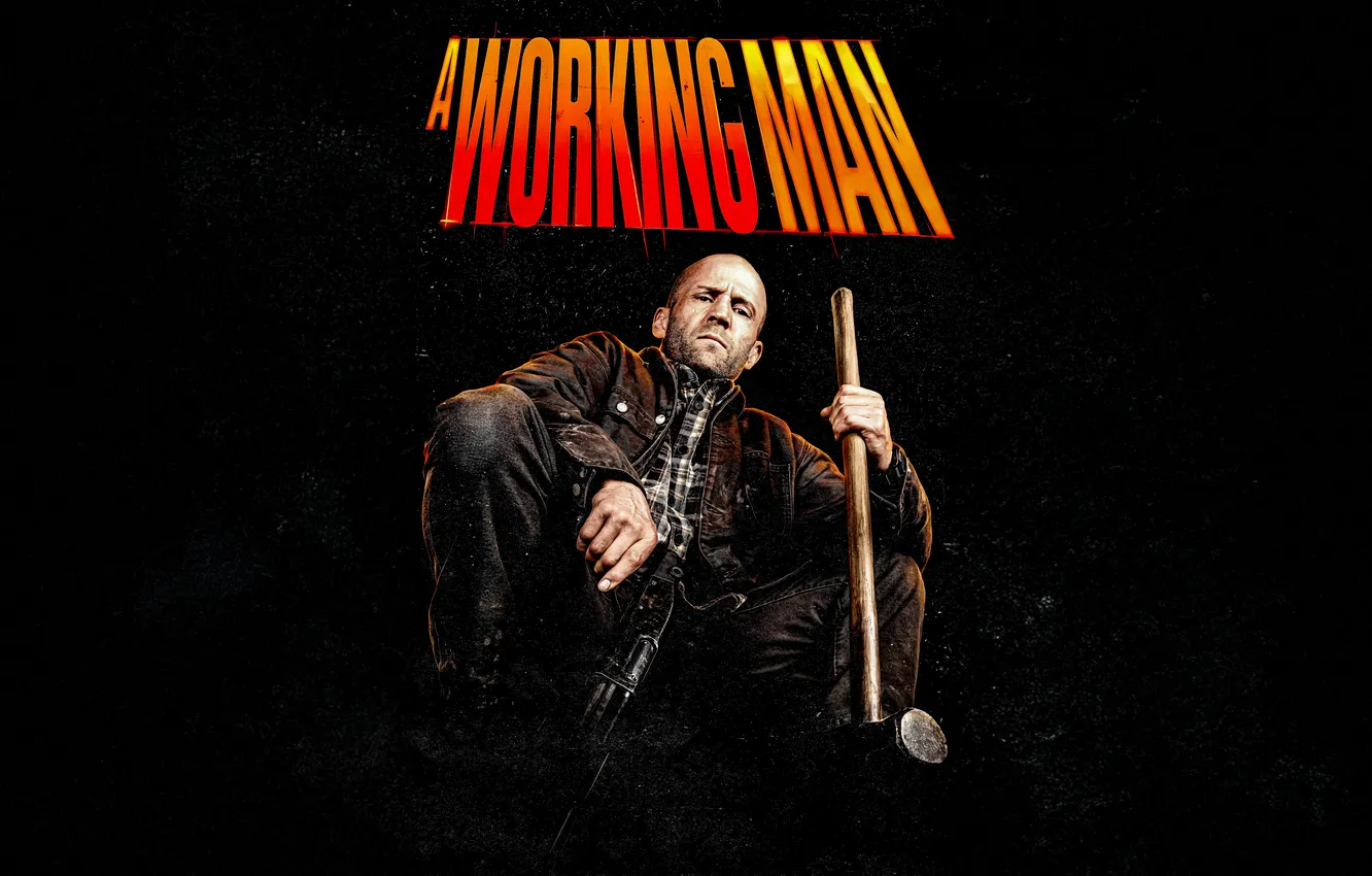 Photo wallpaper Master, black background, action, poster, Jason Statham, Jason Statham, A Working Man