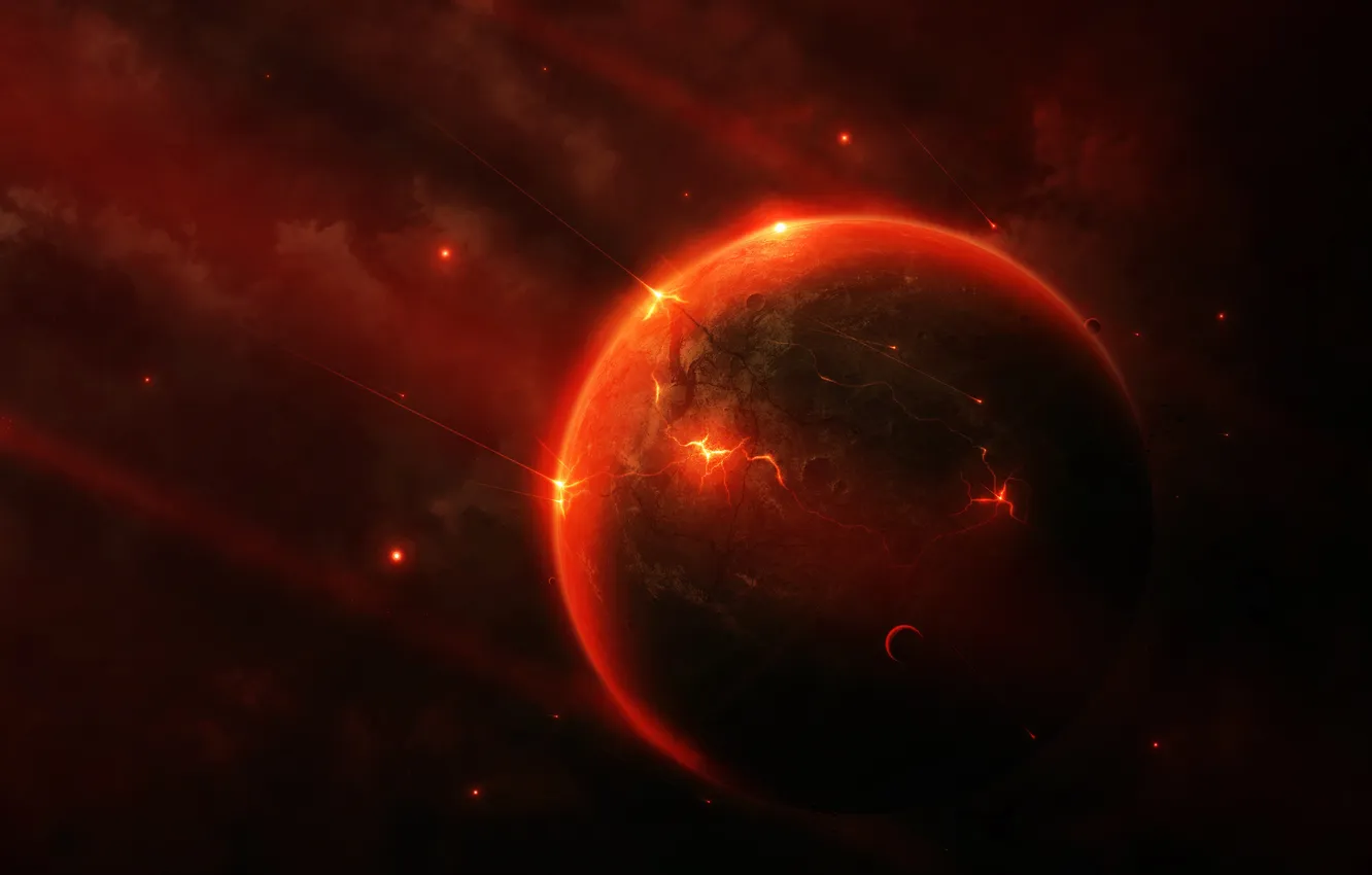 Photo wallpaper blow, red, meteorites, death, the red planet, Bleeding mind