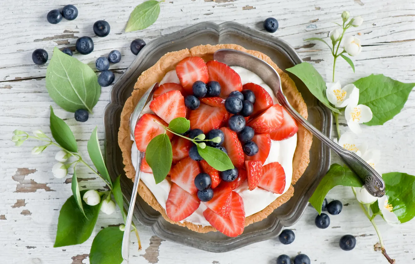 Photo wallpaper berries, pie, cakes
