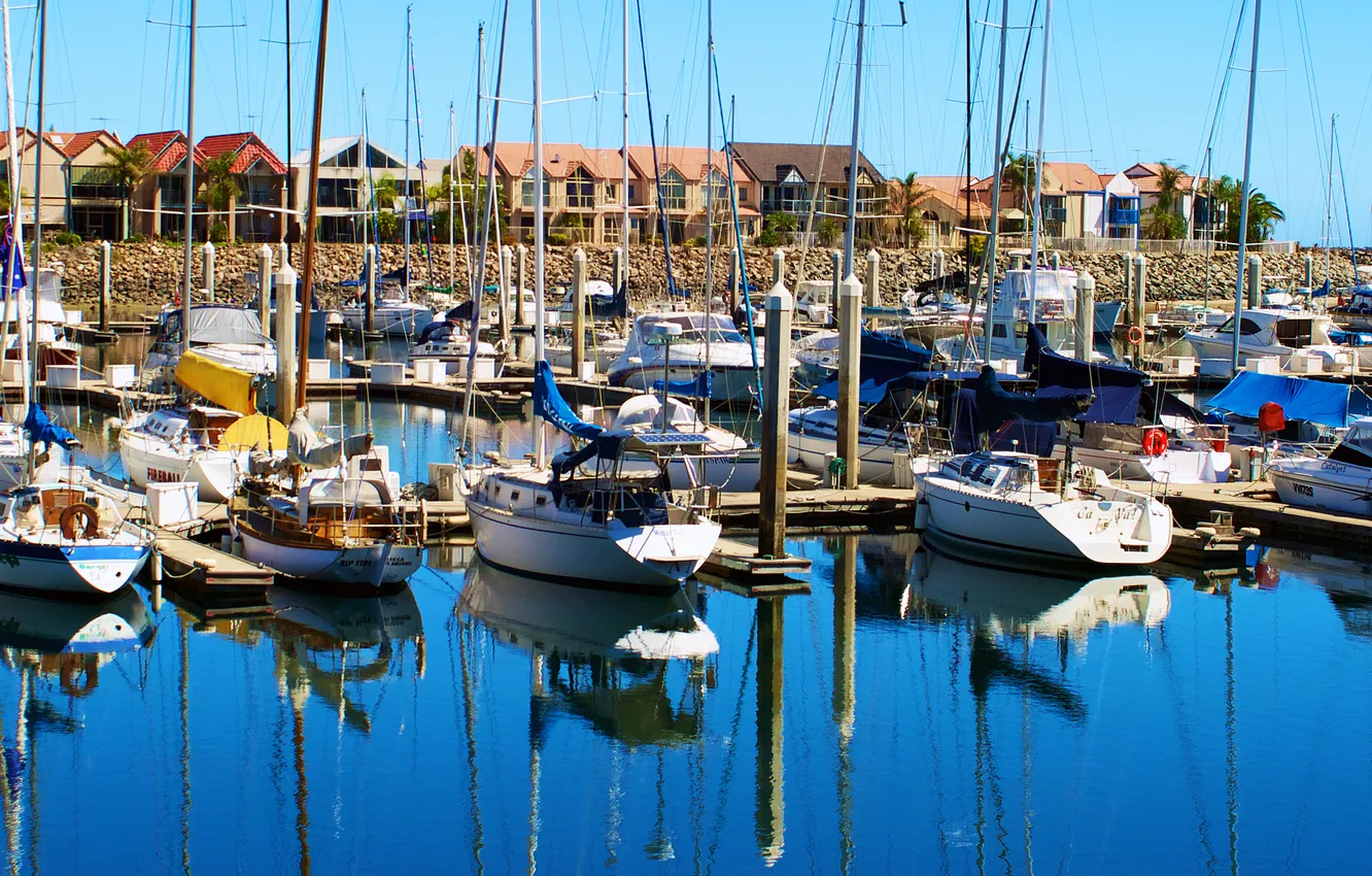Photo wallpaper sea, surface, reflection, home, yacht