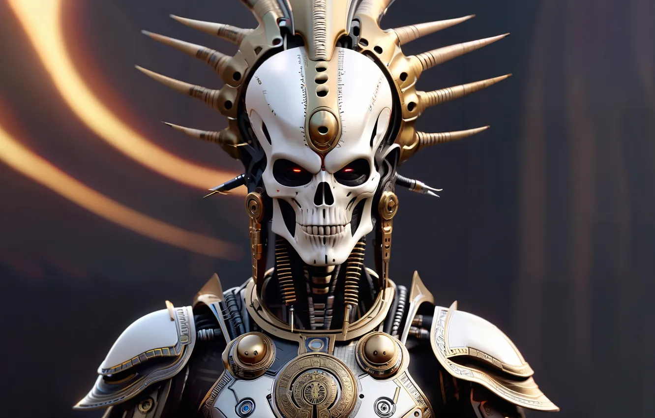 Photo wallpaper skull, spikes, skeleton