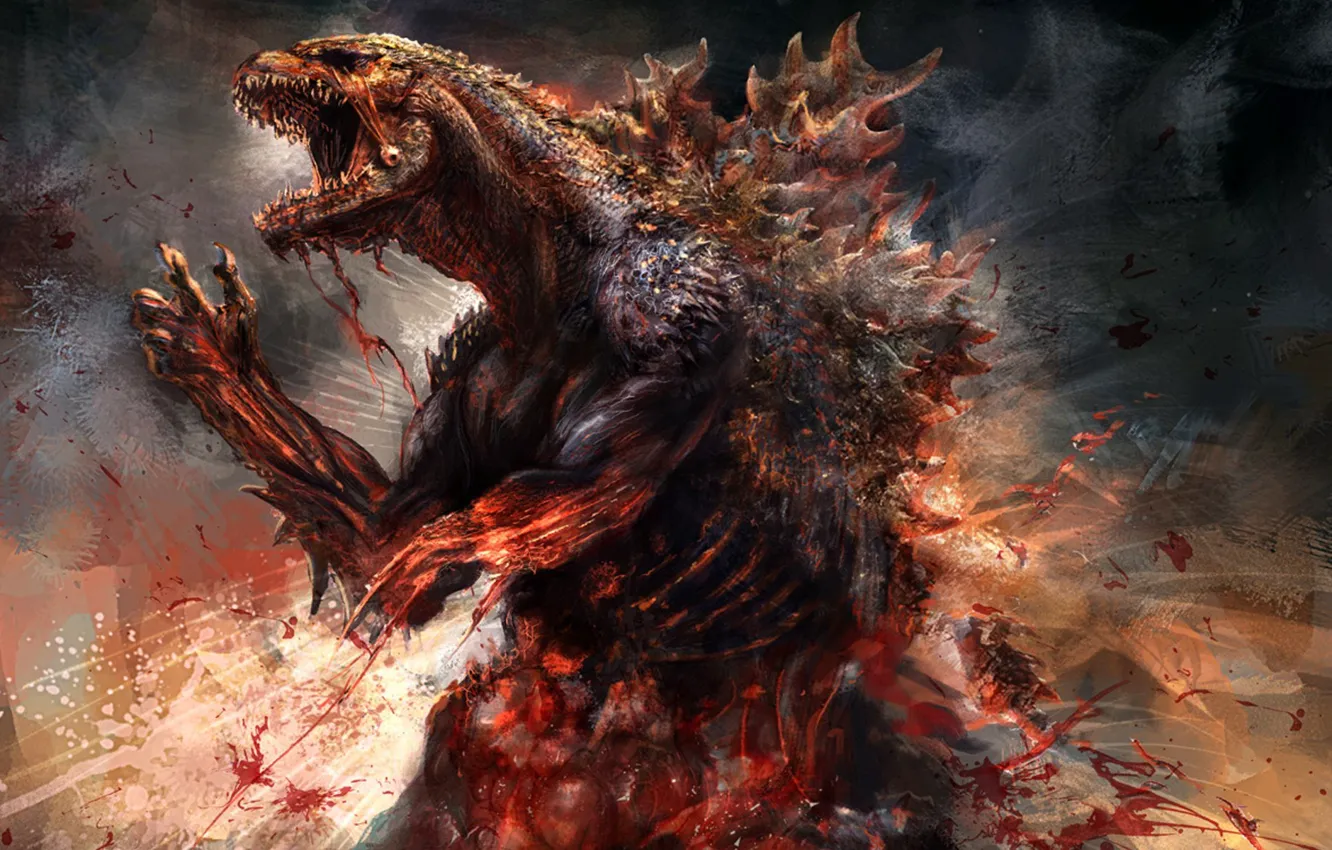 Photo wallpaper blood, monster, Godzilla, Godzilla