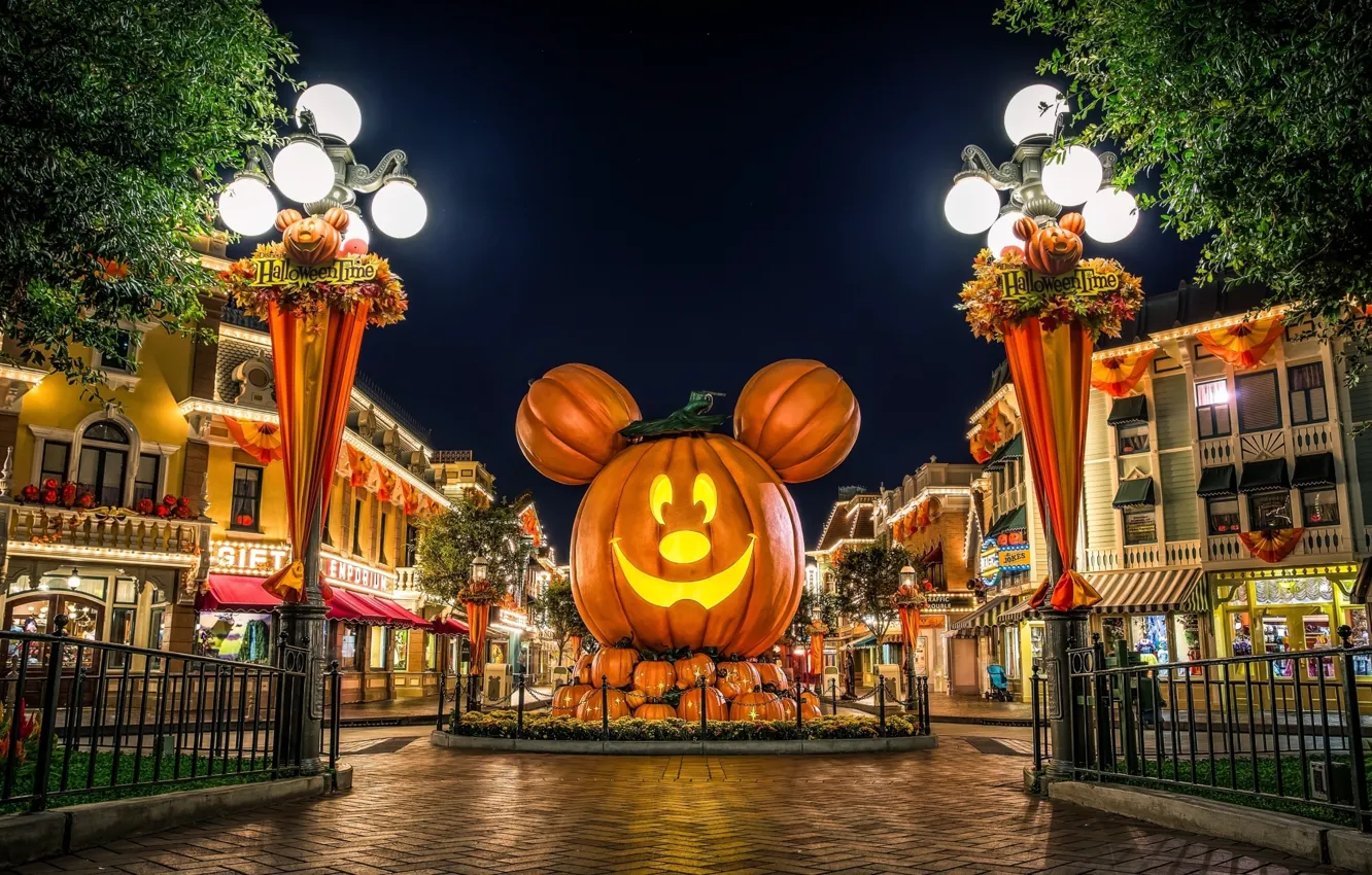 Photo wallpaper holidays, orange, color, for, Happy, children, mouse, HALLOWEENS