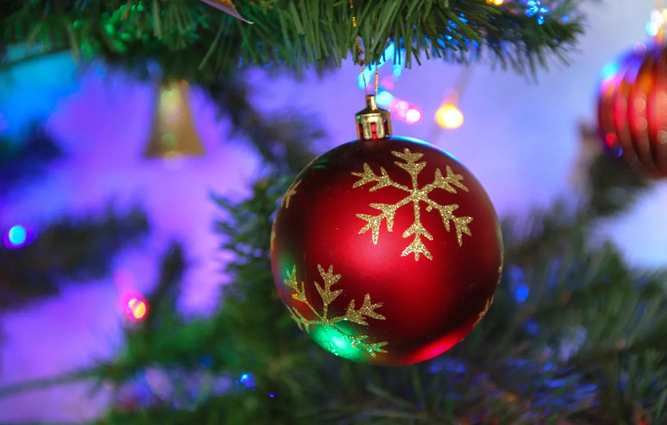 Photo wallpaper balls, decoration, holiday, tree, Christmas, New year, New Year, Merry Christmas