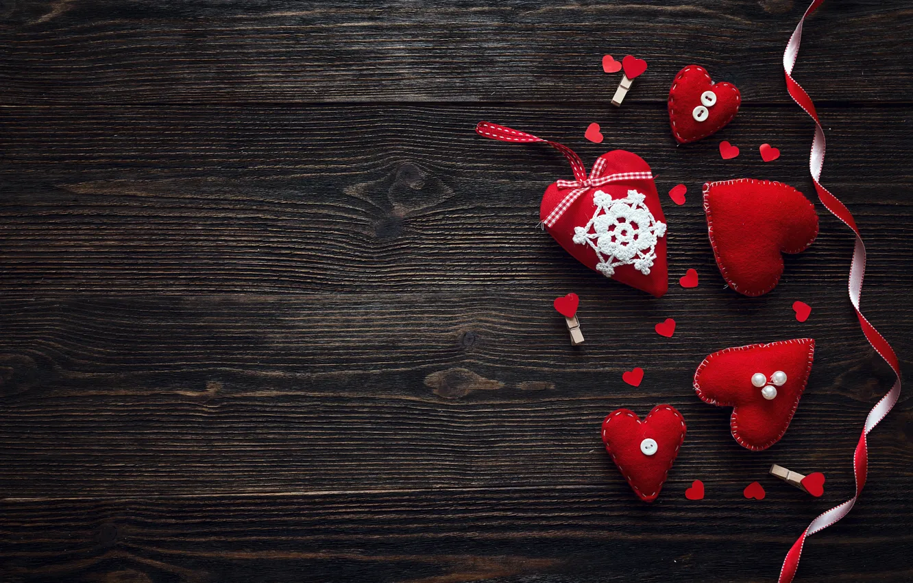 Photo wallpaper love, heart, hearts, red, love, heart, wood, romantic