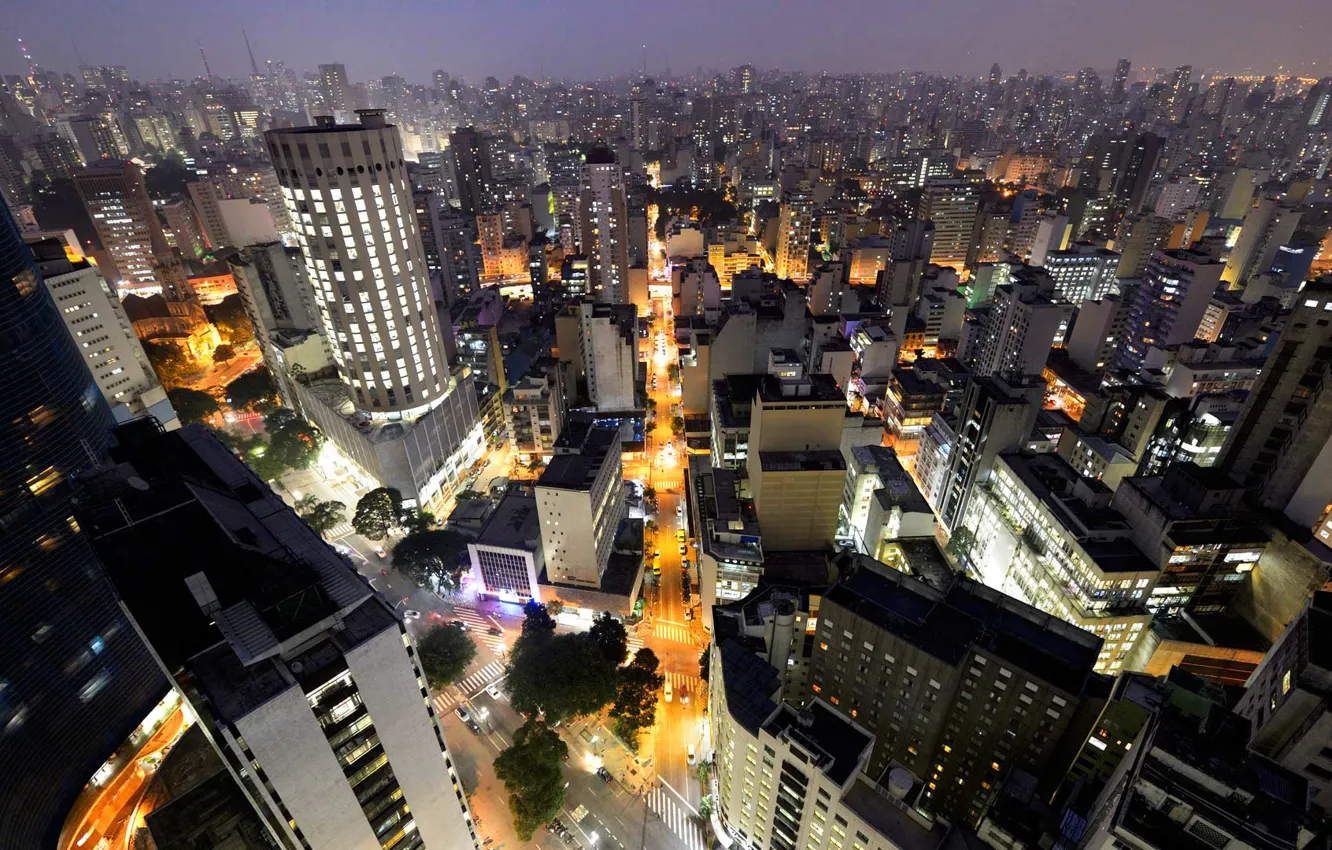 Photo wallpaper night, lights, home, Brazil, Sao Paulo