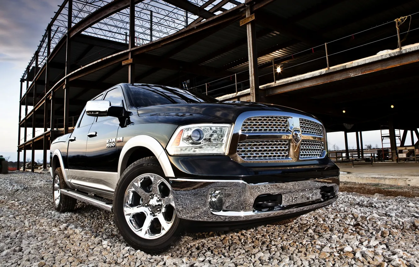 Photo wallpaper Machine, The building, Dodge, Lights, Pickup, 1500, Ram, The front