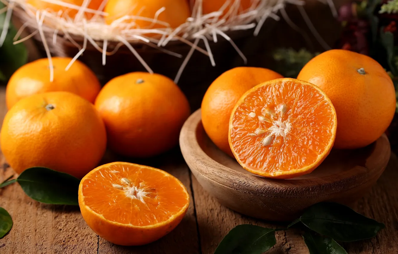 Photo wallpaper fruit, citrus, tangerines