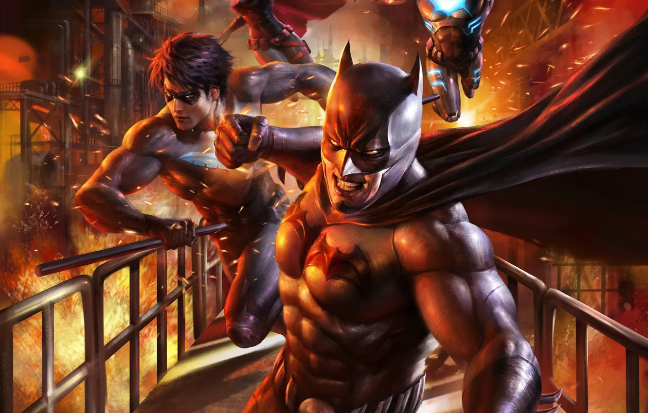 Photo wallpaper Batman, factory, Batwoman, Nightwing, Bad Blood, DC Animated Universe, Batwing