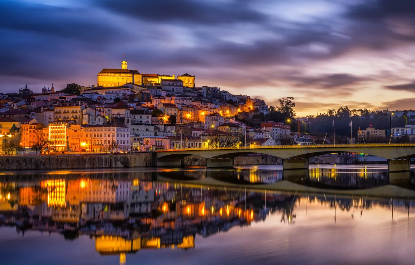 Photo wallpaper night, the city, Coimbra