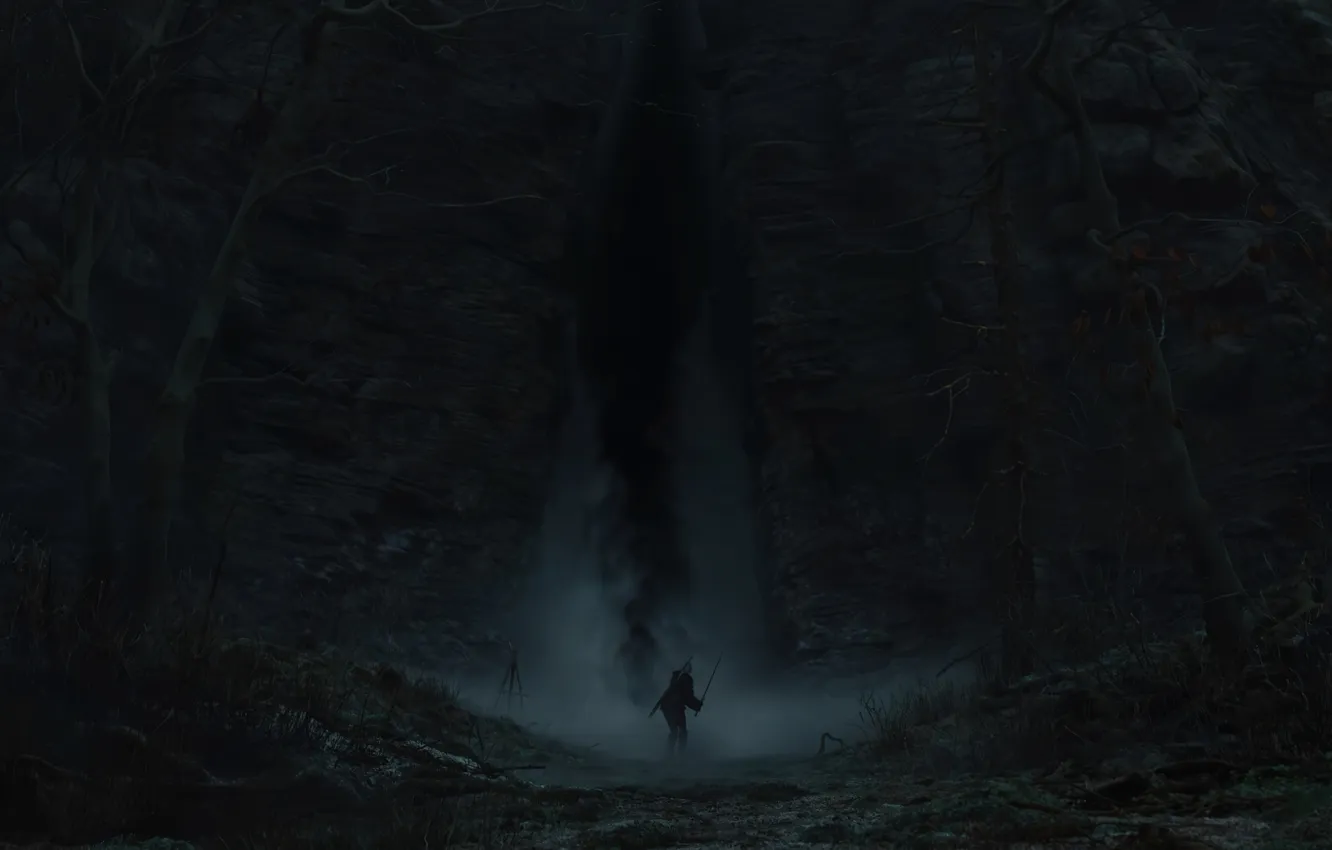 Photo wallpaper fog, the game, cave, sinister, The WITCHER 4, screen shot