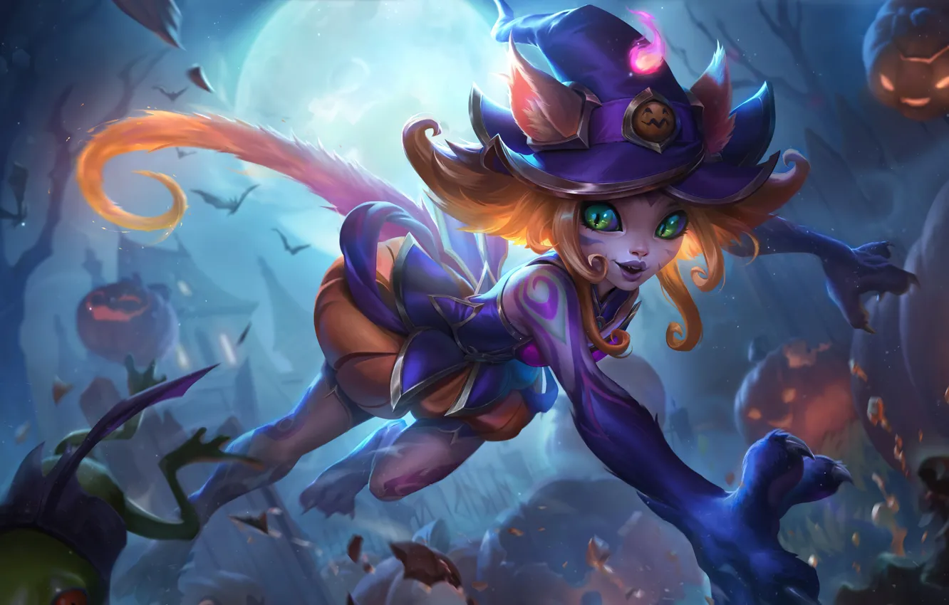 Photo wallpaper Halloween, game, art, League of Legends, skin, Bewitching, 2022, neeko