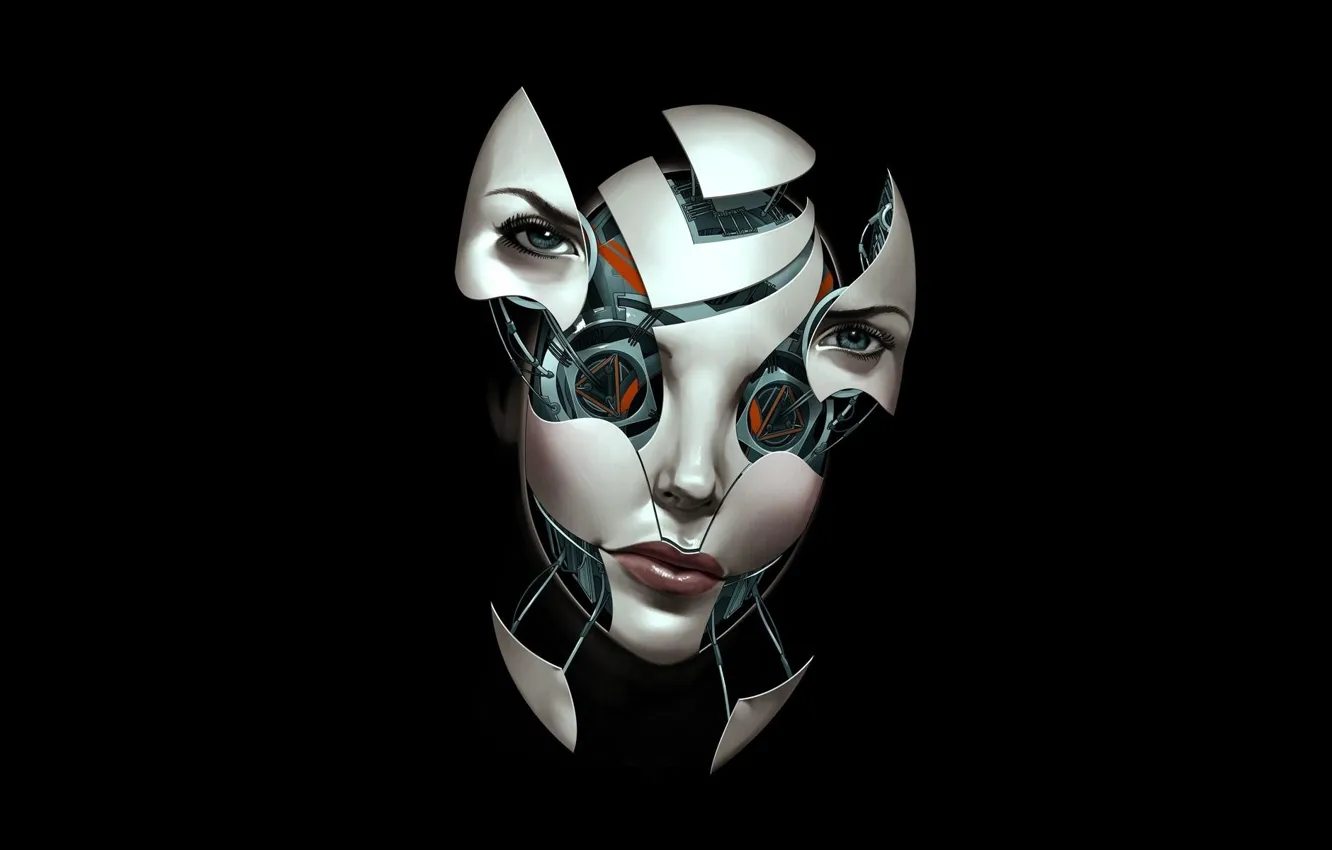 Photo wallpaper rendering, fiction, robot, minimalism, head